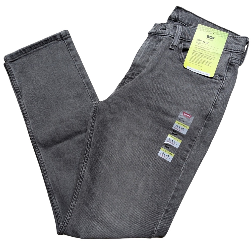 Levi's 511 Slim Jeans Mens 30x30 Gray NWT Flex Eco Performance Stretch Denim
